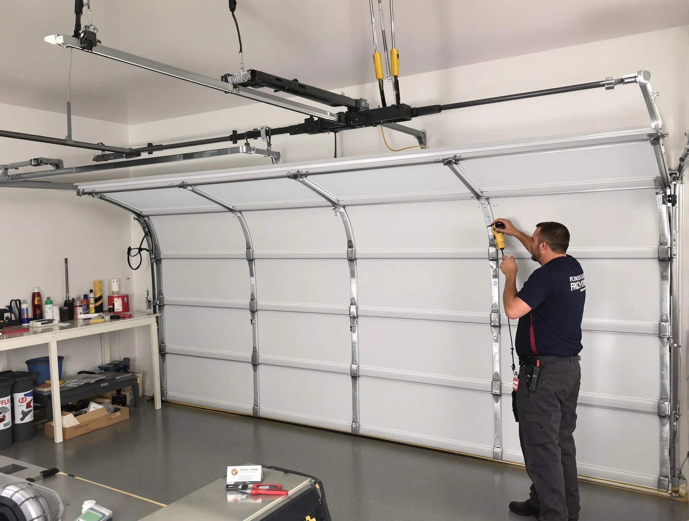 West Windsor Garage Door Repair certified technician performing overhead door system repair in West Windsor