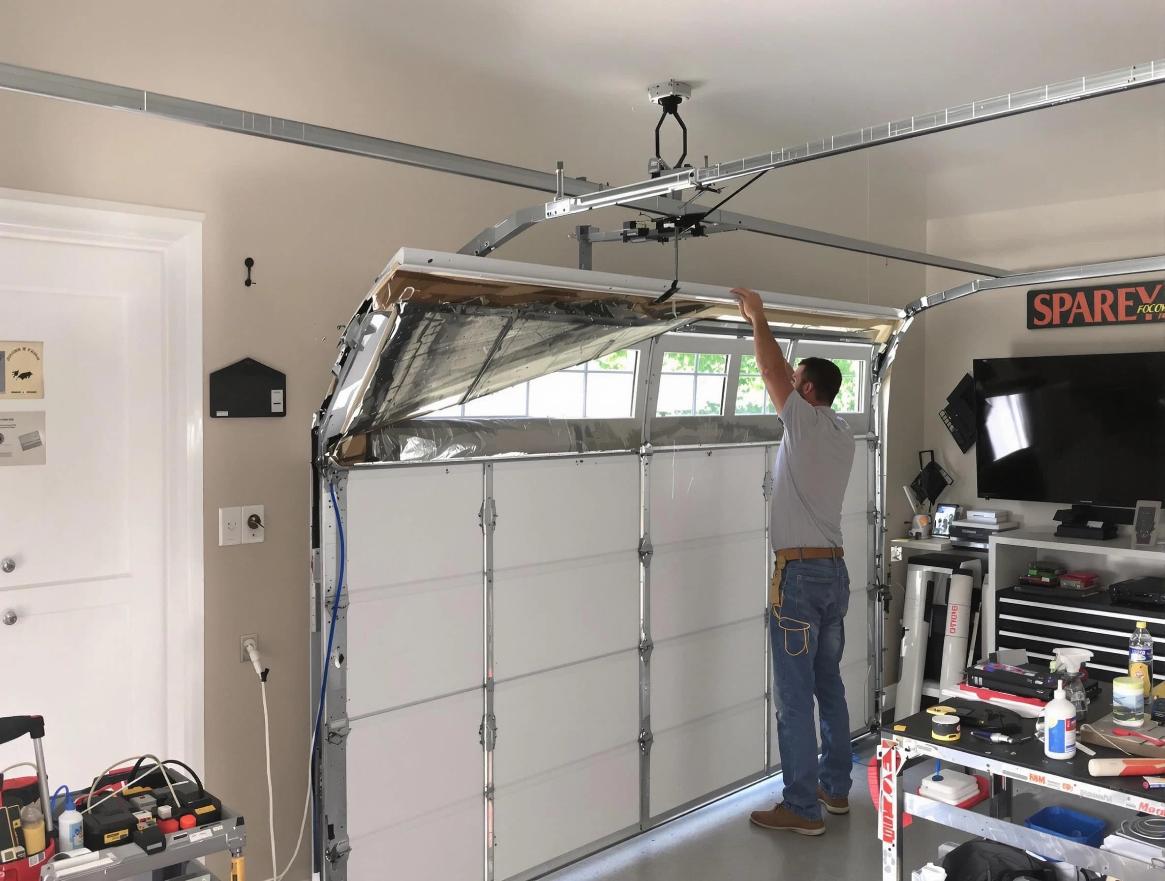 Garage door section replacement by West Windsor Garage Door Repair in West Windsor