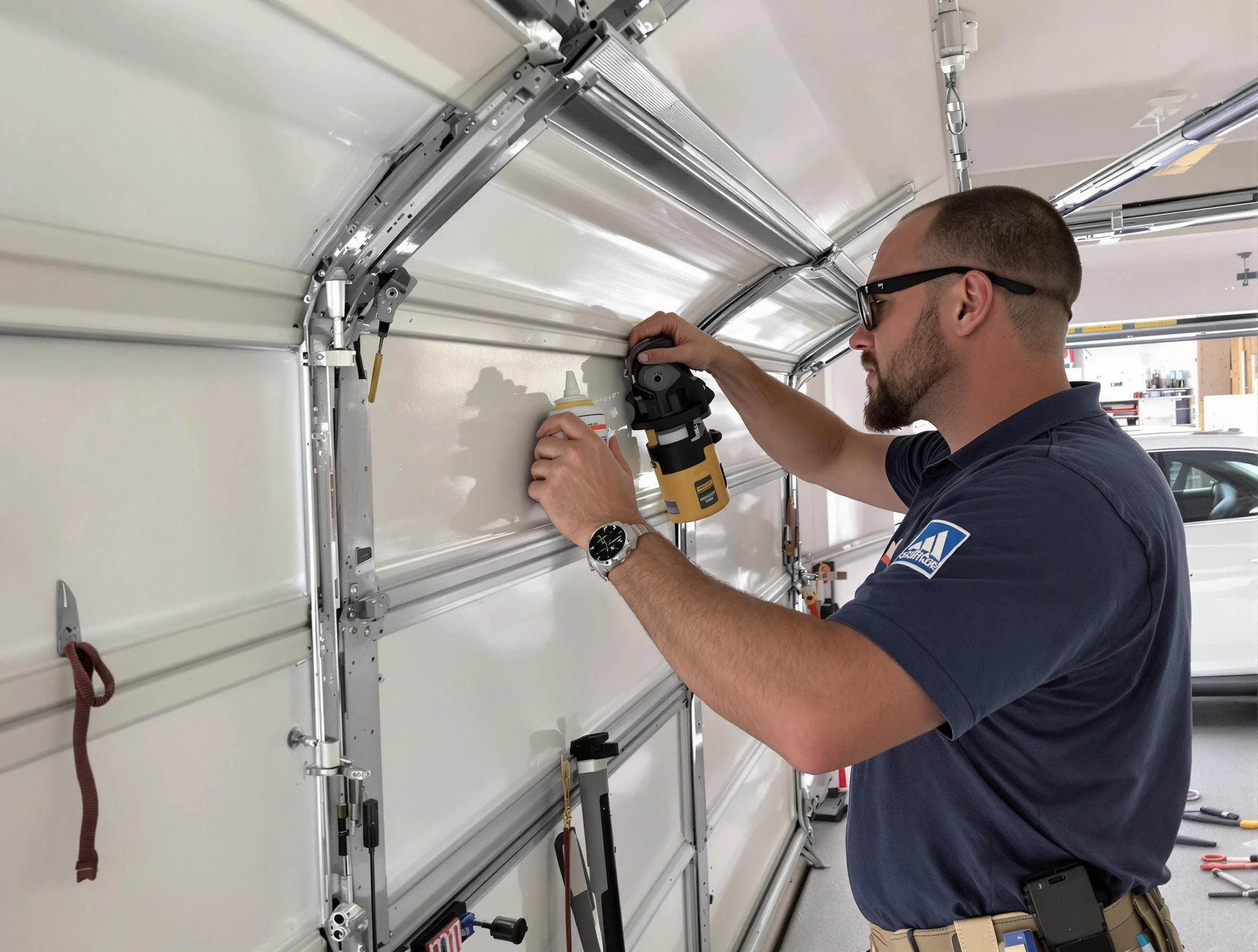 West Windsor Garage Door Repair technician performing comprehensive noise reduction service in West Windsor